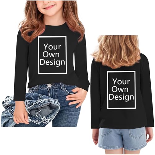 Custom T Shirts for Girl Boy Personalized Long Sleeve Shirt Your Own Design Add Text/Photo/Image/Logo for Children2