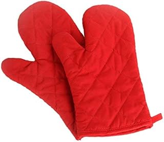 Veewon 1 Pair Baking Gloves Thick Heat Resistant Insulation Heat Proof Cotton Oven Glove Pot Holder Cooking Mitts Kitchen Essential (Purple)