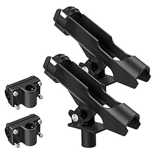 XiYee Verstelbare hengelhouder, 2 stuks hengelhouder, zijrailinstallatie, hengelrek met grote klem, vouwhouder voor boot en kajak, 360° verstelbaar en draaibaar