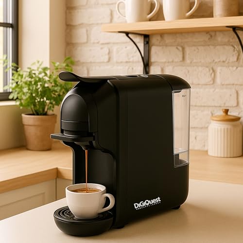 Digiquest Macchina Da Caffè Coffy Black 3In1 Compatibile Con Cialda, Caffè In Polvere E Capsule Lavazza® Blue® | Caffè Corto E Lungo | Potenza1450 W | 0,6 Litri | 19 Bar - 4