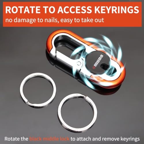 Image of Key Chains Men, 2024 Car Key Chain for Men, Anti-Loss Keychain with Double Keyrings, Quick Release Key Chain (2pcs,Blue+Orange)