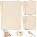 LotFancy Plywood Sheets for Crafts, 14pc Blank Unfinished Basswood Sheets, 2mm Thin Rectangle Wood Board Cutouts Pieces, 2 Sizes - 12Pc 150x100mm (6x4in), 2Pc 300x200mm (12x8in)