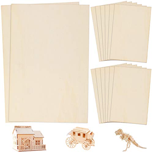 LotFancy Plywood Sheets for Crafts, 14pc Blank Unfinished Basswood Sheets, 2mm Thin Rectangle Wood Board Cutouts Pieces, 2 Sizes - 12Pc 150x100mm (6x4in), 2Pc 300x200mm (12x8in)