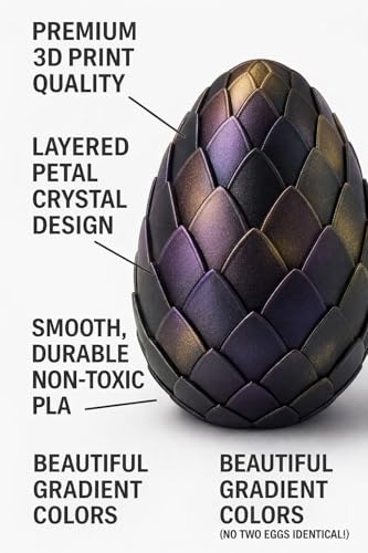 Image of PST 3D Printed Mystery Crystal Dragon Egg | Surprise Articulated Baby Dragon Inside | Fidget Toy & Fantasy Collectible | Unique Gift for Dragon Fans | Ages 8+ | Made in India