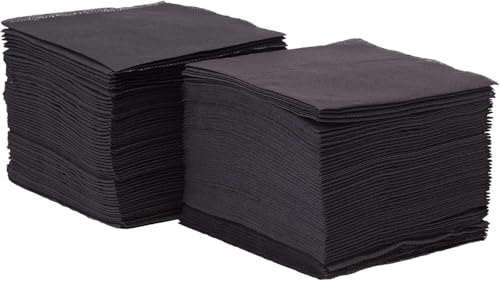 Morigami Cocktailserviette aus Papier 1/4-Falz Spitze zu Spitze 150 Servietten Schwarz