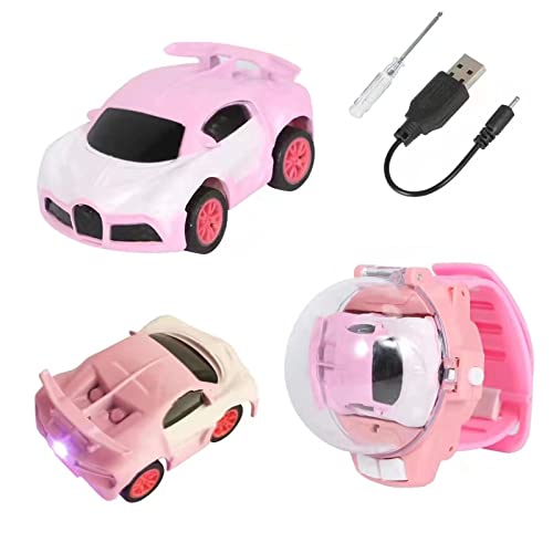 30M Remote Control Distance Led Mini Remote Control Car Watch Toys, Tiktok Watch Car Toys, 2.4 Ghz Racing Usb Charging Rc Small Car, Toys Gifts For 3-8 Year Old Boys Girls Kids (Pink Sports Car) #TOP2