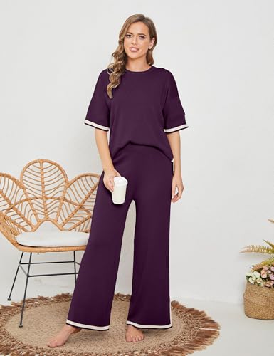 Image of TIGMA Women Casual Summer co ords Set Track Suit Oversized Top Baggy Pant,Top and Pajama Set