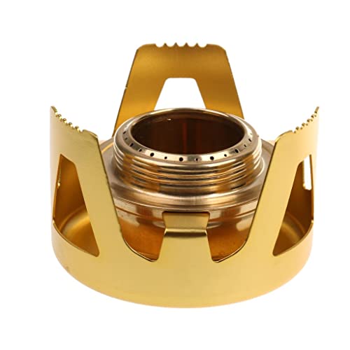 Luzhengyang Compact Ultra Aluminum Alloy Stove with Alcohol Burner for Camping & Hiking - Portable Mini Outdoor Cookware Set with Brass Spirit Furnace & Pot Holder Stand - Gold