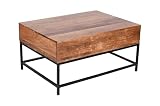 Genérico Mesa de Centro Elevable de Madera de Acacia con Almacenamiento y Patas de Metal | Mesa de Centro Moderna con Espacio Oculto | Mueble Multifuncional para Salón y Sala de Estar