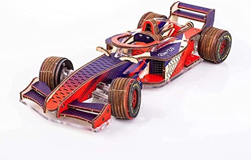 Veter Models Сolor Racer-V3 Mechanical 3D Puzzle Sport Car DIY Mechanical Model for Adults STEM Toys Hobby Gift Modelling Kit Mechanical Puzzle (Yellow/Blue)