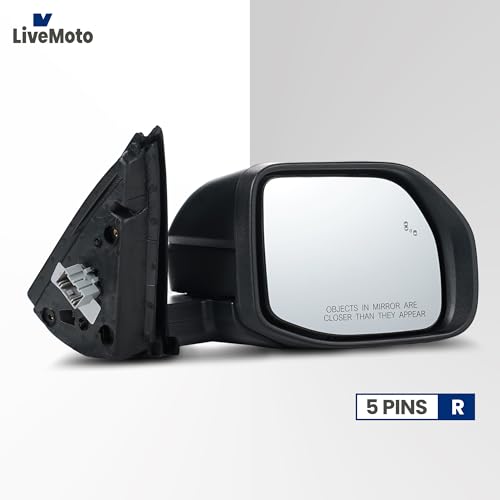 LiveMoto Side Mirror Assembly Compatible with 2021-2024 Ford Bronco Sport Non-Heated w/Cover Right Passenger Side Mirror outside rear view Textured- 5 PINS OE Replacement #M1PZ17682B-PFM by LiveMoto - Used condition - Image 2