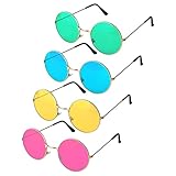 Apariencia atractiva: estas gafas de sol de colores, con apariencia redonda retro linda, son perfectas para los trajes y accesorios de Hippie para las fiestas temáticas de los años 60 o 70, ayuda a crear un ambiente de fiesta y le lleva a los años sesenta y setenta, haz que se convierta en llamativas llamativas.y encantador en las fiestas.