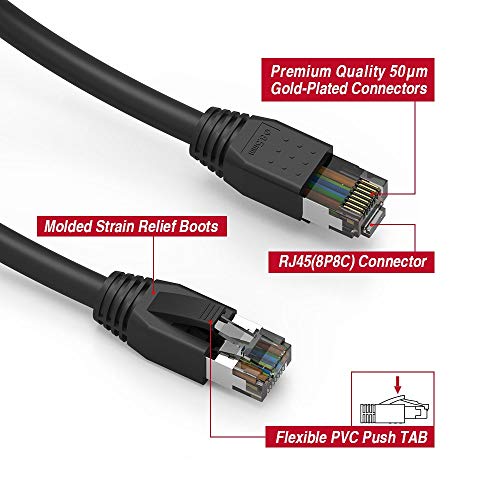 Cable de red Ethernet Cat.8 S/FTP 10 pies negro miniatura 2