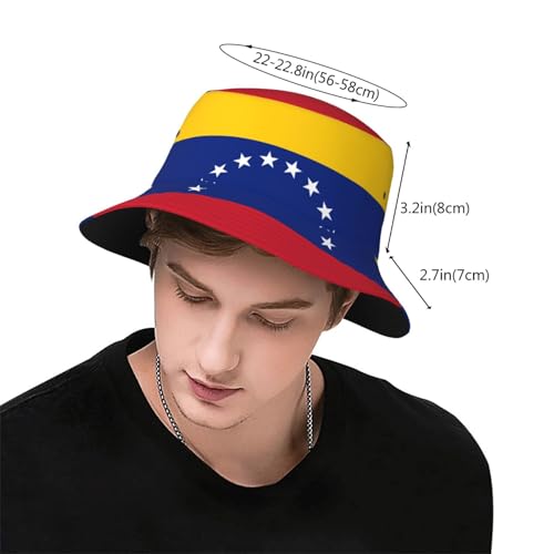Flag of Venezuela Adult Unisex Sunshade Bucket hat, Non-Shrinking, Lightweight, Breathable, Foldable, Easy to Store Black3