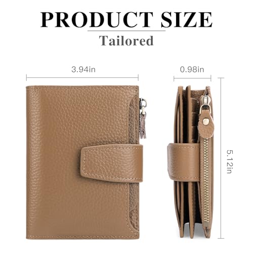 Image of FALAN MULE Small Wallet for Women Leather Bifold Compact RFID Blocking Small Womens Wallet Purse, Apricot yellow, Small, Casual