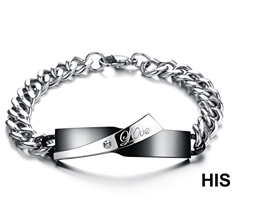 Sunnyhouse Jewelry His Or Hers Matching Set Couple Titanium Stainless Steel Bangle Bracelet Simple Love Simple Korean Style Anti-Fatigue In A Gift Box (Hers) #TOP3