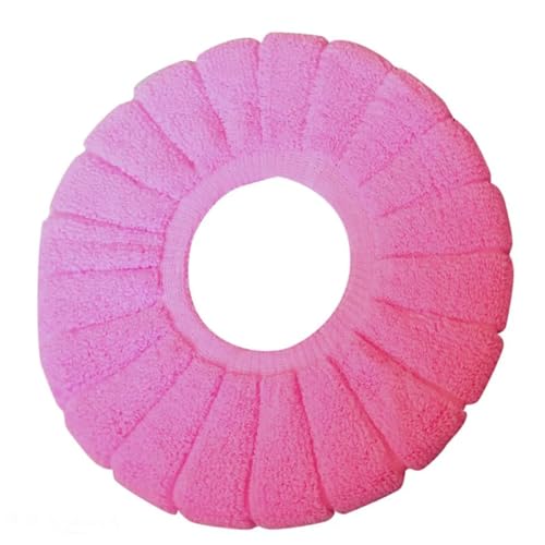 Funda cálida para asiento de inodoro y alfombrilla textil lavable en forma de O 5