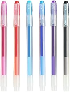 PENCILMARCH Gel Erasable Pens 0.7mm Tips Rub Out Pen Pack of 6 Colouring Refillable Rollerball Pens for Handwritingfor Students, Kids, and Adults in Office, School, and Home