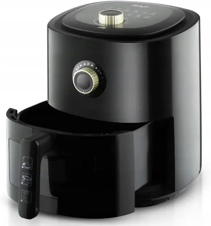 RAF 6-Liter Air Fryer with the cooking basket detached, showing the interior.