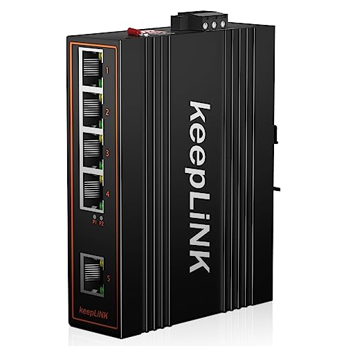 Image of 5 Port Gigabit Industrial PoE Switch Unmanaged, 125W Ethernet Din Rail Switch, IP40 Operating Temperature Range of -30 - 75C (-22 - 167F)