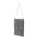 Milisten Bolso de Mano para Mujer Pequeño Cierre de Cremallera, Diseño Vertical Cristales Decorativos, Color Negro, Bolso Portátil para Fiesta, Boda y Uso Nocturno