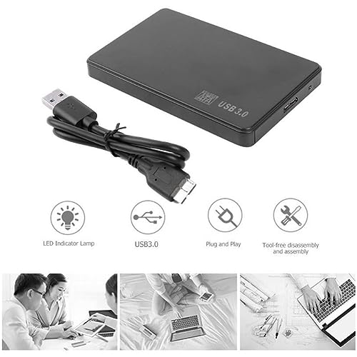 Caja externa USB 3.0 para disco sólido 2.5 pulgadas negro plástico miniatura 3