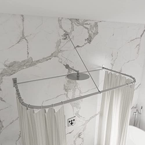 Naiture Stainless Steel 60'' X 30'' D Shape Shower Curtain Rod, Brushed Nickel Finish #TOP1
