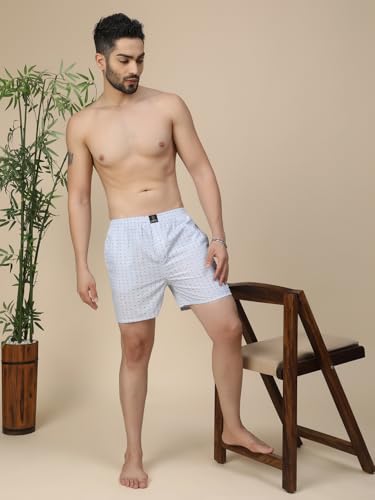 Image of Urban Scottish Men's Pack of 2 Cotton Printed Boxers with Side Pockets