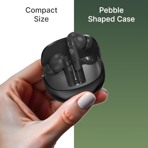 Image of pTron Bassbuds Tunes V2 In-Ear TWS Earbuds with Stereo Sound, 40Hrs Playtime, Stereo Calls, Bluetooth V5.3 Headphones with Quick Pairing, Touch Control, Voice Assistant, Type C Charging & IPX5 (Black)