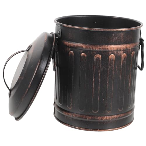 NUOBESTY Ash Bin with Lid Metal Fireplace Ash Bucket Outdoor Coal Storage Can Bbq Charcoal Holder Multi-use Garden Incinerator for Home and Patio Use (black Vintage,