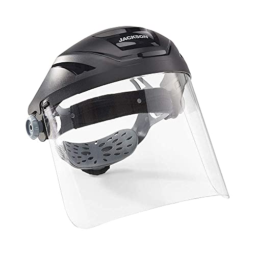 Jackson Safety Lightweight F4XP Premium Face Shield - Mask & Crown with 370 Speed Dial Ratcheting Headgear, ANSI Z87.1, for Work, Grinding, Cutting, Universal Pin Pattern - Uncoated - Clear Tint - Thumbnail 7