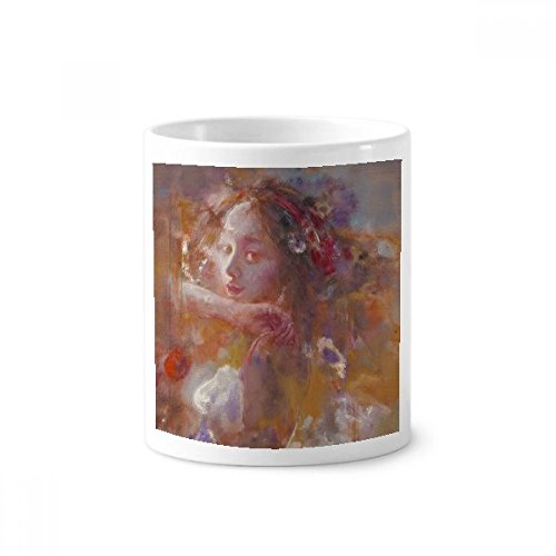 Coupe 350ml motif peinture à l'huile d'orange, l'idée cadeau en céramique blanche utile