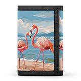 LPSBVNM Flamingo Beach Trifold Wallet Casual Travel Wallet Fashion Credit Card Holder Minimalist Front Pocket for Men Women