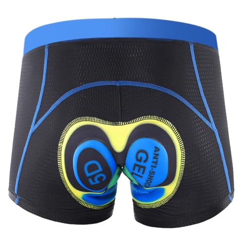 Calzas cortas ciclismo hombre HUIOP azul y amarillo miniatura 3