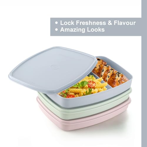 Image of Signoraware Slim BPA Free Plastic Lunch Box (610ml x 3 | Setof3 | Multicolor)