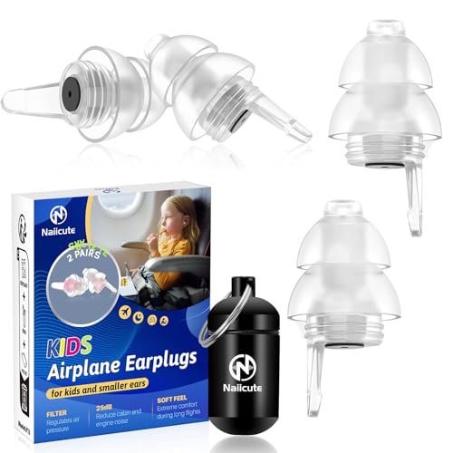Naiicute Kids Ear Plugs (6-12yrs)– Pressure Relief & Preventing Ear Pain Airplane Travel Earplugs, Reusable Comfy Earbuds for Focus, Concerts, Socializing, Sports Events - 25dB