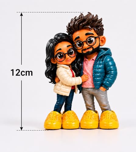 Image of Custom 3D Figurines from Photo | Personalized Couple Miniature | Hand-Painted Bobblehead with Wooden Stand | Customized Gift for Anniversary, Wedding, Birthday, Valentine's Day & Festivals