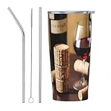 Wine Cork Vacuum Insulated Stainless Steel Bottle, Double Walled, Drinking Cup, Thermo Coffee Travel Mug, 20oz