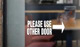Thistle Brooke Cottage Please Use Other Door Arrow Pointing Right Window Vinyl Decal White Business