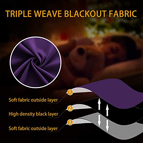 Koufall Dark Purple Window Curtains For Bathroom 2 Panels Set 45 Inch Length Room Darkening Small Short Blackout Curtains For Bedroom Kitchen 34X45 Inches Long Royal Grape #TOP7