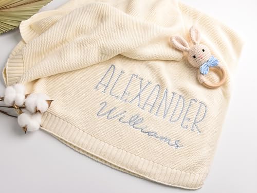Miniatura 2 de Manta De Bebé Personalizada Con Nombre Bordado, Algodón De Punto Suave, Ligera, Transpirable, Regalo Para Recién Nacido, Para Cuna, Cochecito Y Manta Para Envolver