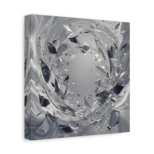 Tableau monochrome verre brisé abstrait 25x25cm déco salon