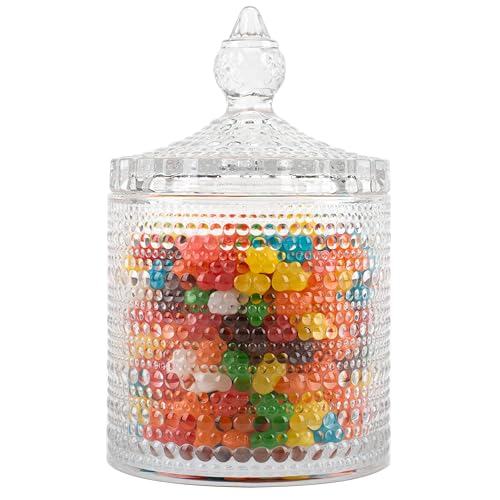 Bonboniere Glas Mit Deckel Groß-650ml,Kristall Dekorative Bonbonglas BLEIFREI Candybar Gläser, Vorratsgläser für süßigkeiten, Keksglas, Bonbondose,Zuckerdosen,Aufbewahrungsbox,Glasbehälter Trinket Box