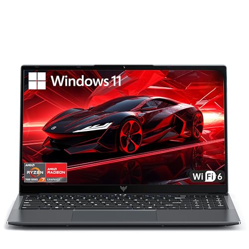 Laptop with AMD Ryzen7 7730U Processor（Up to 4.5GHz,16GB DDR4 RAM 512GB SSD, AMD Radeon Graphics,WiFi 6,15.6 inch IPS Display,Windows 11,HDMI,Webcam,High Performance 8-core Laptop Computer