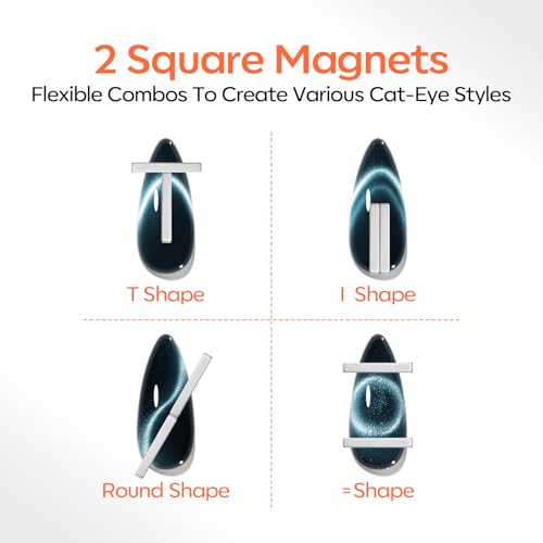 modelones Cat Eye Magnet Set, Heart Nail Art Tool Strong Magnetic Pen Double Head Round Magnets Stick Wand Diverse French Moon Floral Circle Cateye Effect DIY Professional Manicure Gift for Women — view 2