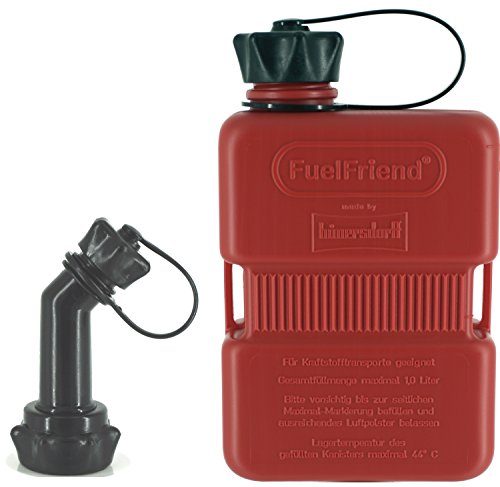 FuelFriend®-PLUS RED 1,0 Liter - Klein-Benzinkanister Mini-Reservekanister + verschließbares Auslaufrohr