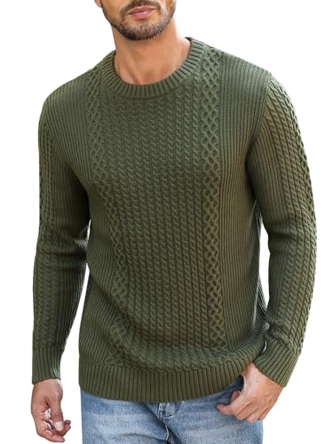Genfien Jersey de Punto para Hombre Jersey de Cuello Redondo para Hombre Knit Crew Jersey de Manga Larga Básico Cálido