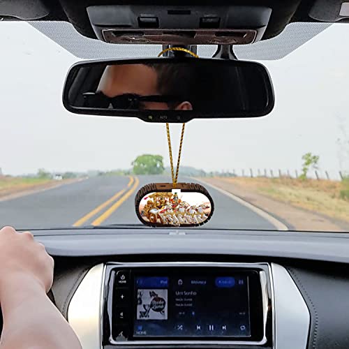 Image of Car Air Freshener Auto Perfume Car Decor Accessory Wood Scent Essential Oil Aroma pendant for Car Mirror Hanging Car Interior Diffusers Exclusive gifts (1 pcs, KASTURI-FRAGRANCE)