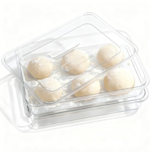 TreaHome 2 Pack Acrylic Proofing Box, Observable Pizza Dough Proofing Box, Pizza Dough Proofing Container whit Lid