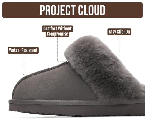 Image of Project Cloud Genuine Leather Fur-Lined Non-Slip Clog Slippers for Women | Memory Foam Insole Indoor Outdoor Mule Shoes - Comfortable House Footwear Womens Slippers - Fur-Lined Cold Weather Essentials